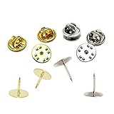 【Za-Bi (ザ-ビ) 】バタフライ型留め具と土台の広い針 貼付用 ピンズ 40個セット／ゴールド&シルバー／ ハンドメイド ／蝶タック40個セット