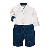 Boys Clothingセット – ブルーPlaid Corduroy Shorts W / Cream Collaredシャツ カラー: ブルー