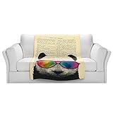 ブランケットウルトラソフトFuzzy 4サイズ！DIANOCHEデザインからby Madame Memento Panda Bear RainbowサングラスホームDecor Unique Desig