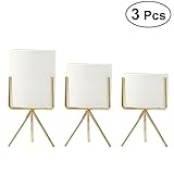 OUNONA 鉢　植物ポット　フラワーポット　陶器鉢　多肉植物ポット　ラウンド　セラミック　鉄　プラントディスプレイ　シェルフ　フレーム付き　ホームデコレーション　DIY　ポット　3ピース（ゴールデン