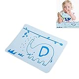 楽しい食事プレースマット（ブルーエレファント） - 子供のための無料BPAフリーPVCシリコーン防水ノンスリッププレースマット、幼児＆Bibies