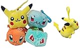 Pokemon Pikachu、Bulbasaur、Squirtle、ヒトカゲ、4のセットPlushバックパッククリップ3.5 "
