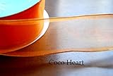 ~Coco Heart~　1ｍ単位　オーロラ　オレンジ　ワイヤー入り　６３mm幅広リボン　 (リース・プリザ・ドライフラワー）