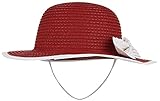 GEMVIE つば広 帽子 女の子 リボン飾り 可愛い 日焼け止め 紫外線 UVカット 麦わら ハット ひも付き キッズ帽子 ガールズ 幼稚園 お出かけ レッド