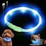 LaRoo 光る首輪 犬 【明るさUP 60%】犬 散歩 ライト LED 充電式 小型犬 ペット用品 事故防止 サイズトリミング可能 超軽量 簡単着脱 おしゃれ (ライトブルー 35cm)