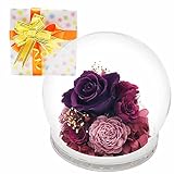 プリザーブドフラワー ドーム ガラスドーム ローズ バラ プリザーブド アレンジ 誕生日石シリーズ 2月 アメジスト