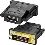 PASOW【2パック】HDMI DVI-D 双方向伝送 変換アダプタ HDMIオス- DVI (24+1) メスアダプター 1080P 金メッキ 中継 プラグ