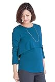 Sweet Mommy さらさら レイヤード 授乳Tシャツ 長め丈 バックロング シルエットきれい シンプル 長袖 着回し 授乳服 マタニティ 産前産後／M／ブルー