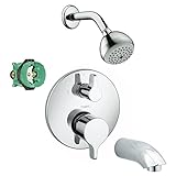 Hansgrohe KST04353-06498-12PC Croma 1-Jet Showerhead 1.5GPM Kit with Tub Spout Thermostatic Trim wit