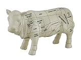 ホワイトセラミックCow Shaped Coin Bank ButcherチャートPiggy Bank 11 in。