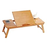 OGORI 折りたたみ ローテーブル 天然木製 竹繊維 ノートパソコンスタンド 簡易テーブル 角度調整 パソコンデスク 引き出し収納付き 補助テーブル 介護テーブル ナチュラル
