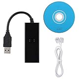 データモデム、USB 2.0 56Kデータファクス外付けモデム、Win7/8/10/XPに対応、CDドライバーと電話ケーブル付き、ブラック