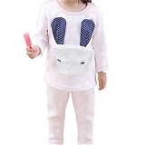 【DELIA】 女の子パジャマ　赤ちゃん冬のパジャマ　防寒衣セット　長い耳　可愛い　秋服　ももひきさん歳　ベビー子供服の下着 (　ピンク, 80)