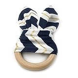 Kissteether DIYのおもちゃ、オーガニックベビー歯ブラシ赤ちゃんの歯のリング/リングのファブリックと木製の歯やしわバニーイヤリング内部材料/感覚おもちゃ (color 3)