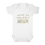 (フロソ) FLOSO 赤ちゃん・ベビー用 Wake Up And Be Awesomeプリント 半袖ボディースーツ ロンパース スリープスーツ ベビー肌着 パジャマ (18-24ヶ月) (ホワイト)