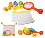 Bath Time Play Set Storage Net Tidy Bag Fishing Game Squrter Rubber Duck Toy by A to Z