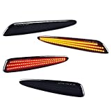 TOTMOX フロント&リア LEDサイドマーカーライト シボレーコルベット C6 2005-2013 T10 インダクションプラグ 2列アンバーライト + レッドライト ビフォア+アフター、スモークカバー