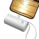 モバイルバッテリー 5000mAh Type-Cコネクター内蔵 直接充電 コンパクト 2WAY入力 Type-C×1/USB-A×1 5V 2A急速充電 スマホ バッテリー PSE認証済 持ち運び便利 iPhone 16 /iPhone 15/Xperia/AQUOS/Galaxy/KYOCERA/HUAWEI等のUSB-Cポートの機器に対応 (Type-C用 ホワイト)