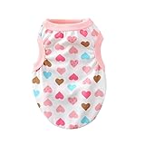 RIOSTUDIO 犬服 犬の服 春夏用 夏用 綿製パターンプリントタンクトップ 犬 服 ペットウェア ドッグウェア ペット服 Tシャツ ノースリーブ お出掛け 猫服 わんこ用 にゃんこ用 （⑩ハート×ピンク,M）