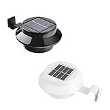 Fenteer 夜間自動点灯　LED 太陽光発電ライト　2個入り　屋外照明　フェンスライト　ウォールライト　防水　高品質　ブラック＋ホワイト