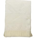 BabyPrem Baby Large Soft White Acrylic Fern Shawl Blanket 48 x 48 CREAM by BabyPrem