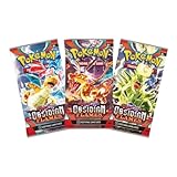 ポケモンオブシディアンフレイムブースターパック3個 | スカーレット&バイオレットセット | ポケモントレーディングカード ブースターパック3個入り | 正規品 | ポケモンTCGパック + TCYMポーチ | 黒曜石の炎ブースターパック3個。