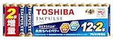 東芝 IMPULSE アルカリ乾電池 単4形 14本 1.5V 液漏れ防止 使用推奨期限10年