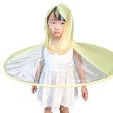 Vacally かわいい 無毒　無臭　女の子 男の子 キッズ バイザー付き ポンチョ 雨合羽　レインコートUFOキャップ型　創意　個性的　目立つ 子供用 梅雨対策 防水 通園 通学 雨具 持ち運びに便