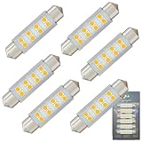 WiseShine DC12V 41mm 42mm T10 フェストゥーン LED カー バルブ ウォームホワイト 578 211-2 6413 キャンピングカーRV Festoon 車内ランプ ドーム マップライト読書灯(6個)