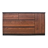 ルキス ローチェスト 幅120cm 3段 扉 (ブラウン)