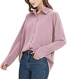 [SPRING SEAON] シャツ ブラウス レディース とろみワイシャツ オフィス ノーアイロン ゆったり 大きいサイズ 長袖 カジュアル ファッション 通勤 日常 高通気性 ピンク M