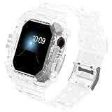 アップルウォッチ バンド 透明, 保護ケース付き 透明 iWatch バンドストラップ 頑丈 Apple Watch 38mm 40mm 42mm 44mm、 Apple Watch クリアバンド に対応 Series6 SE 5 4 3 2 1 (42mm/44mm)