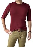 [FLAG ON CREW] (フラグオンクルー) 5分袖 Tシャツ メンズ クルーネック ストレッチ フライス カットソー / E1D / L winered・ワインレッド