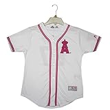 La Angels Girls Trout # 27 Dri - Fit Glitter野球ジャージー ホワイト