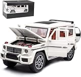 【tr nd】 精巧なカーモデル 1/24 ベンツ G63 AMGモデルカー 亜鉛合金 プルバック おもちゃの車 音と光付き 子供 男の子 女の子 ギフト (ホワイト)
