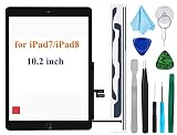 TPhaelay ブラック タッチスクリーン 交換品Ipad 7 第7世代 デジタイザイー 2019(A2197 A2198 A2200) 10.2インチ iPad 8 第8世代 2020(A2270 A2428 A2429 A2430) +プリインストール接着剤（ホームボタン付き）