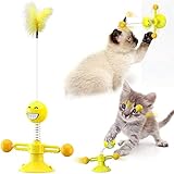 猫用おもちゃ スプリング人形猫のおもちゃ 吸盤ベース付きおもちゃ キャットおもちゃ 知育玩具 IQステップ 運動不足の解消 回転 円盤おもち