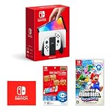 Nintendo Switch(有機ELモデル) Joy-Con(L)/(R) ホワイト+【任天堂ライセンス商品】Nintendo Switch (有機ELモデル)専用有機EL保護フィルム 多機能+スーパーマリオブラザーズ ワンダー -Switch (【Amazon.co.jp限定】Nintendo Switch ロゴデザイン マイクロファイバークロス 同梱)