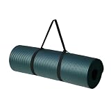 Amazonベーシック ヨガマット 厚め 12mm キャリーストラップ付 トレーニングマット ストレッチマット ピラティスマット 188×61×1.2cm シアン