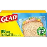 Glad Food Storage Bags, Sandwich Zipper, 100 Count by Glad Food Storage