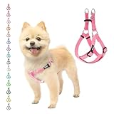 PUPTECK 犬 ハーネス 迷子札 犬 胴輪 犬用ハーネス 喉に優しいハーネス ペット用品 ドッグ はーねす 調節可能 着脱簡単 軽量 通気性 快適 負担が少ない 耐久性 引っ張り防止 安全 夜間反射 IDタグ付き 散歩 アウトドア しつけ 訓練 人気 可愛い おしゃれ 小型犬 中型犬 大型犬（ローズピンク、Sサイズ）