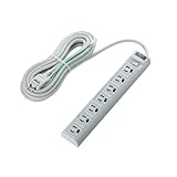 ELECOM 電源タップ 3ピン 7個口 スイングプラグ 雷ガード 5m グレー T-T05-3750LG/RS