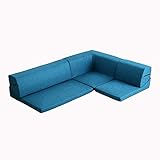 コーナーフロアソファ ロータイプ ファプリック 3人掛け（5色）組み替え自由｜Linaria-リナリア- ターコイズブルー