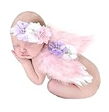 記念写真撮影用に 赤ちゃん　まるで天使 ベビー 用 チュール スカート コスプレ 衣装コスプレ 着ぐるみ 花 ヘアバンド付き (天使A)