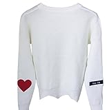 Plus Nao(プラスナオ) ニット セーター プルオーバー ラウンドネック クルーネック 長袖 レディース トップス シンプル 無地 ハート刺繍入 - ブルー