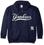 MLBニューヨークヤンキースメンズFull Zip Poly Fleece with Wordmark Chest withロゴnearポケット、3 x / Tall、ネイビー