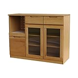 【105cm幅】無垢材使用 収納 食器棚 キッチン収納 カウンターボード チェスト キッチンラック レンジラック カップボード 炊飯器 レンジ アルダー ナチュラル　ERIS (エリス)