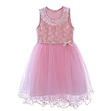 Pettigirl女の子 子供ドレス ガールズワンピース ピンクフラワードレス 可愛い 花柄 結婚式 入園式 パーティー ベビーノースリーブ ドレス 130 [並行輸入品]