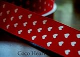~Coco Heart~　ハート＆ハート　ワイヤー入りリボン　1ｍ単位 (リース・プリザ・ドライフラワー）