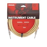 D'Addario ダダリオ シールドケーブル (ギターシールド) Custom Series Braided Instrument Cable ツイード PW-BG-15TW (4.6m S-S) 【国内正規品】